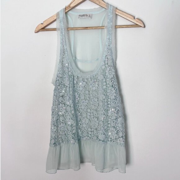 Abercrombie & Fitch Lace Sequin Whimsical Ethereal Fairy Tank Top Medium B70 - Picture 1 of 16